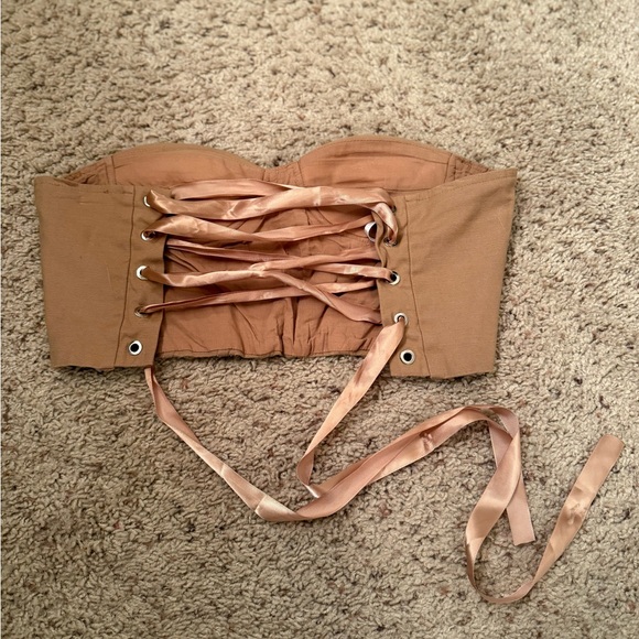 tan corset top w/tie back - Picture 2 of 2